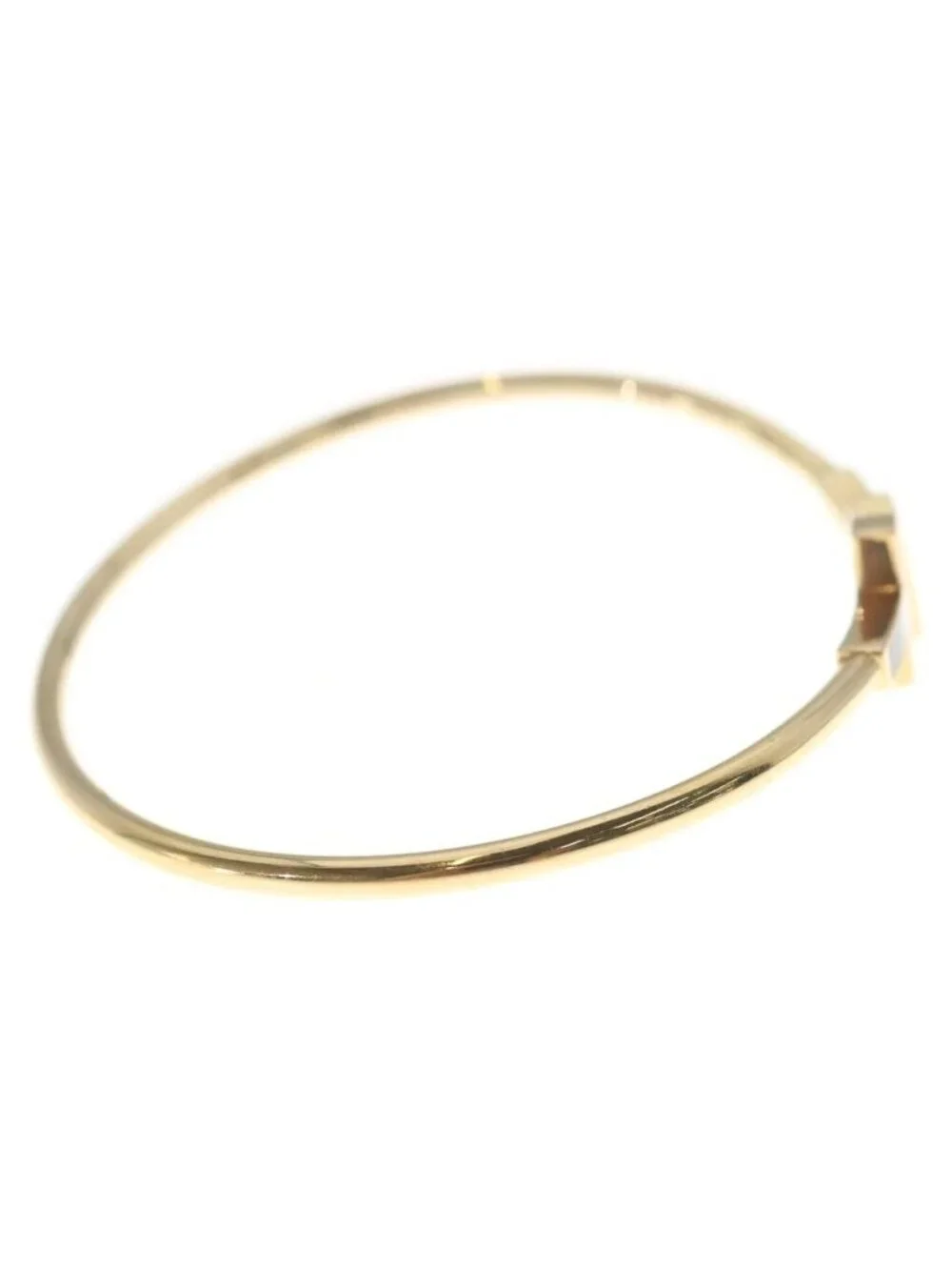 Tiffany & Co T Wire 18k Yellow Gold Bracelet Bangle White Shell